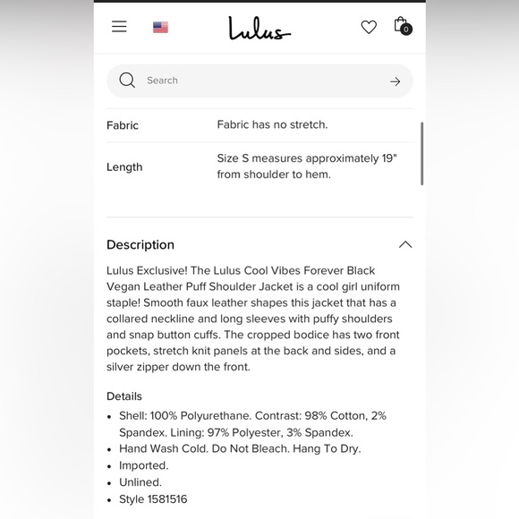 NWT! Lulus Cool Vibes Forever Black Vegan Leather Puff Shoulder Jacket - Picture 12 of 12